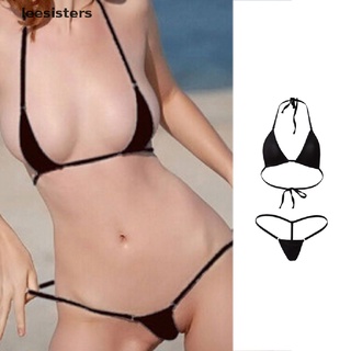 Leesisters Mujeres Sexy Micro Tanga G string Brasileño Mini Top Sujetador Inferior Bikini Trajes De Baño CO