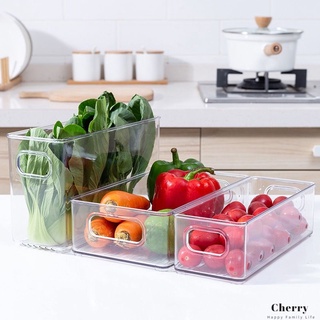 Cubos De Almacenamiento De Alimentos De Plástico Apilable Organizador De Refrigerador Con Asas Para Despensa Nevera Congelador Cocina Cereza (1)