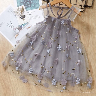 🤷‍♀️[EFE] bebé niñas mosca manga encaje bordado Floral tutú princesa vestido ropa 3x6v