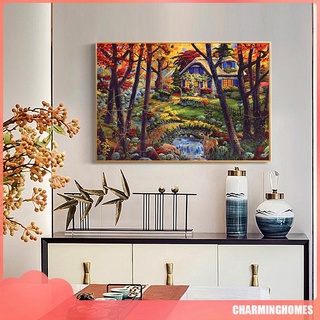 (Charminghomes) 5d DIY paisaje imagen completa redonda taladro diamante pintura decoración del hogar manualidades colgante pintura
