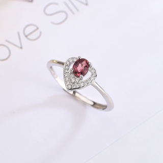 natural turmalina luz de lujo nicho de plata de ley 925 en forma de corazón de apertura femenina anillo de pareja amor anillo de compromiso