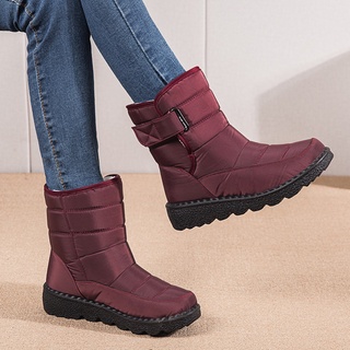 Nuevas botas de terciopelo de invierno con ganchos impermeables y botas de terciopelo de mujer