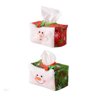 Scli Christmas Tissues Boxes Santa Snowman Decoration Tabletop Home Party Living Room Bedroom Office Hotel Restaurant Ornaments