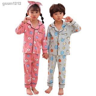 niños 2 unids/set de manga larga pijamas niño niñas ropa de dormir lindo impresión moda niños ropa de algodón ropa de dormir (1)