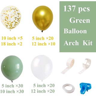 Kit de arco de guirnalda de globos verdes, globos blancos deconfetti para boda (6)