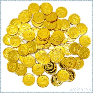 100 X Monedas De Oro De Plástico Pirata Tesoro Juego Dinero Niños Fiesta De Cumpleaños Favor (3)