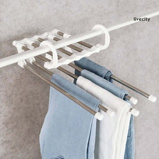 Livecity multicapa ropa pantalones perchas armario Jeans acero inoxidable estante de almacenamiento (8)