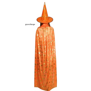 [Grandlarge] RuiYELE - Mantello da strega con cappello e cappello, per Halloween, ideale per