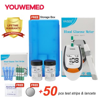 Yasee Glucómetro Monitor De Glucosa En Sangre Azúcar Conjunto Medidor + 50 Tiras De Prueba Lancetas kit (1)