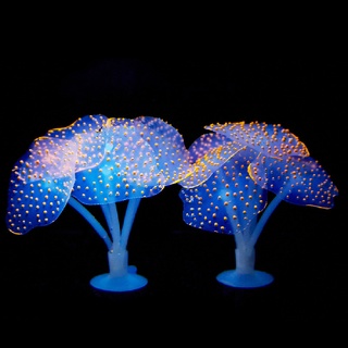 [qukk] tanque de peces artificial de silicona brillante acuario plantas de coral submarino adorno 458co