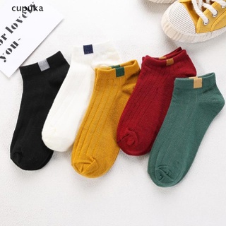 cupuka mujeres diez colores tejido lable cómodo calcetines de algodón zapatillas cortas calcetines co
