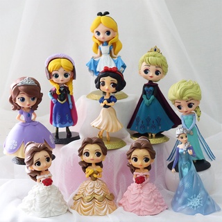 Disney Princess Toys Q Posket Frozen Elsa Anna Cenicienta Belle Figuras De Acción Modelo De Tarta Topper