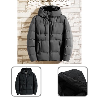 duingjin Lightweight Male Windbreaker Solid Color Stand Collar Puffer Jacket Thickened Outerwear