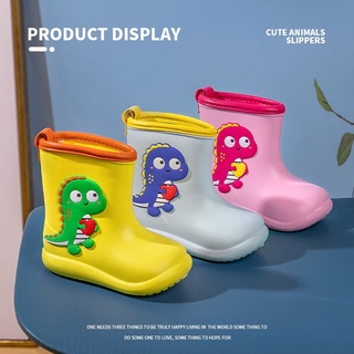 Xiaolumili niños botas de lluvia lindo de dibujos animados bebé botas de lluvia pequeño dinosaurio EVA inodoro niño niñas zapatos de lluvia