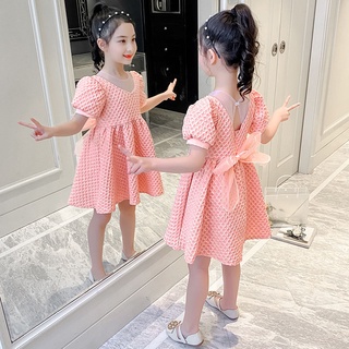Vestido de verano de las niñas2021new en línea de estilo rojo y occidental niña ropa de verano coreano princesa niños falda (1)