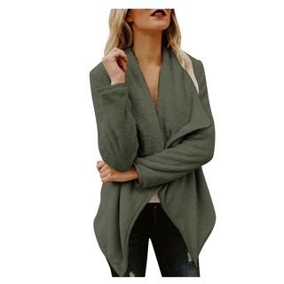 Chaqueta/abrigo De lana para mujer con solapa color sólido y botón De largo mediano Wnpdwvc.Br