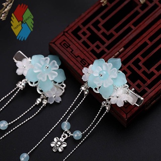 1Pair Retro Small Bell Beads Tassels Hairclips Korean Fairy Exquisite Crystal Flower Hair Clip Women Children Hair Decor