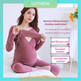 Lactancia Materna Más Terciopelo Cómodo Térmico Ropa Interior De Maternidad Tops Y Pantalones Trajes De Señoras De Enfermería Pijamas Blusa