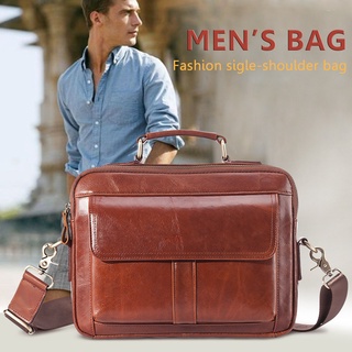 [hst]bolso de cuero genuino para hombre de negocios de moda, oficina, hombro, portátil