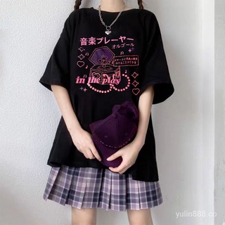 JCFS Productos contado al 2021 Verano Goth T-Shirt Femenino Estética Oscuro Grunge Streetwear Gótico Top