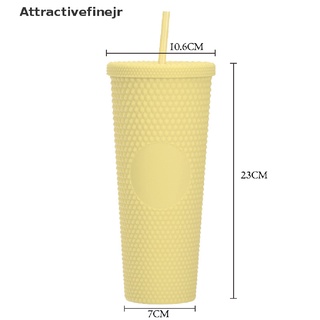 [afjr] taza de café de 710 ml de agua fría taza de vaso con paja de doble capa de plástico para tazas: atractivefinejr