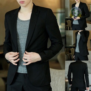 Los hombres Blazer abrigo Slim traje estilo negro Casual negocios diario chaquetas (2)