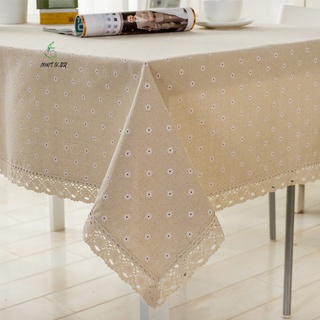 mantel de lino de algodón con encaje, diseño de flores, mesa de comedor