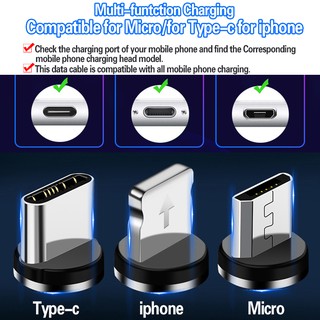 Cables Magnéticos USB Micro Type-C Lightning Con Luz LED Para IOS Android (4)