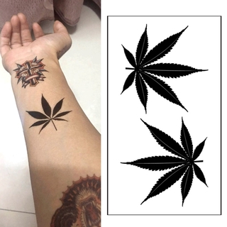 impermeable temporal tatuaje pegatina negro trébol hoja de arce tatuaje flash tatuaje falso transferencia de agua tatto para mujer hombre