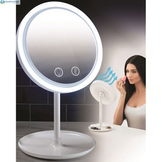espejo de maquillaje iluminado profesional de 7.9 pulgadas, 5 x, lupa, espejo de tocador con luces led y cabeza de ventilador ajustable (4)