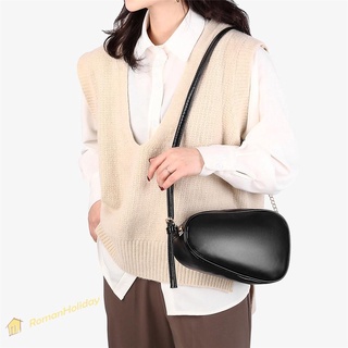 Las mujeres de las axilas bolso grande de cuero de la PU bolso delgado ancho correa de hombro y Simple cadena Oval bolso de hombro hebilla