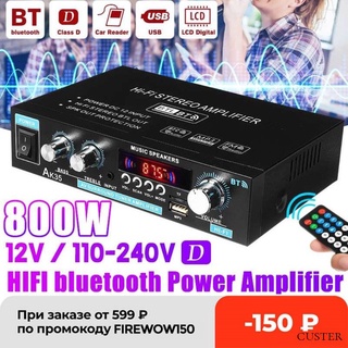 AK35 800W Hogar Amplificadores Digitales De Audio 110-240V Bass Potencia Bluetooth compatible Amplificador Hifi FM USB Auto Música Subwoofer Altavoces Receptor CUSTER