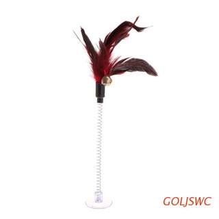 goljswc gato juguetes pluma pluma primavera ventosa mascota teaser divertido interactivo varita pluma