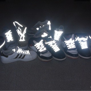 1 par de 120 cm plana reflectante corredor zapato cordones de seguridad luminoso brillante cordones unisex para deporte baloncesto zapatos de lona