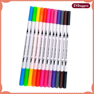 12 Colors Dual Tip Brush Pen Kit for Drawing Coloring Journal Hand Lettering (3)