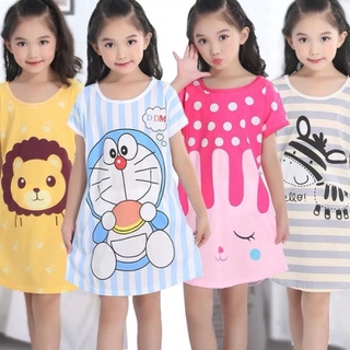 Verano de los niños pijamas de dibujos animados de manga corta niñas camisón vestidos de bebé ropa de dormir
