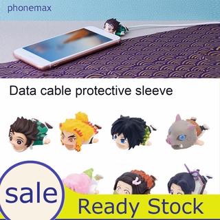 phonemax múltiples estilos usb cable manga de dibujos animados pvc demon slayer cable de carga de datos funda protectora para protección