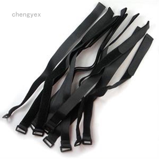 Chengyex negro 10 piezas 20x450 mm Velcro amarre correas Cam hebilla envoltura banda correa de equipaje