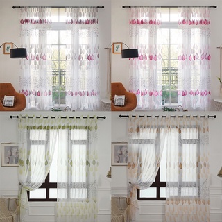 Yyjack cortinas transparentes cortinas de gasa cortinas de impresión de hojas cortinas textiles para el hogar productos textiles translúcidos cortinas