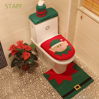 STAPF Cute Toilet Seat Cover Snowman Toilet Case Rug Set Santa Rug Bath Mat Decorative Products Christmas Decorations Home Toilet Mat