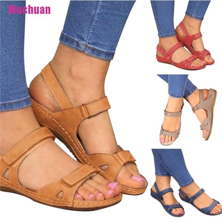 (Muchuan) 2021 nuevas sandalias para mujer sandalias suaves Costura damas cómodas sandalias planas dedos zapatos De playa para mujer (1)