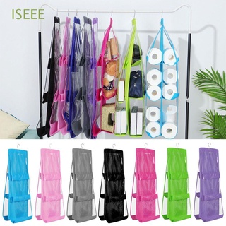 ISEEE New Hanging Storage Bag Thickened Hanger Pouch Handbag Organizer Double-sided Non-woven Dustproof Six-compartment Finishing Bag/Multicolor