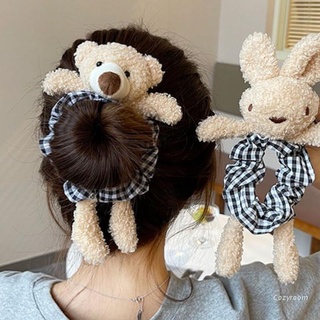 Acogedoras niñas elásticas de felpa cuerda de pelo de dibujos animados oso conejo corbatas de pelo accesorios para el cabello