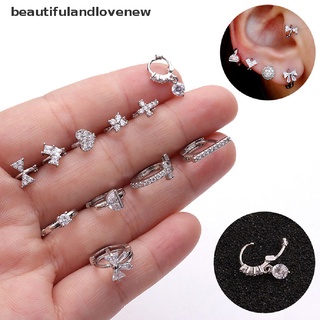 [beautifulandlovenew] 1 pieza de cristal de diamantes de imitación de aro tragus cartílago piercing pendientes de perno joyería