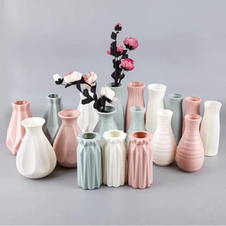 Florero de plástico de PE, florero de cerámica de estilo nórdico, decoración del hogar, jarrón de cerámica de imitación de plástico (1)