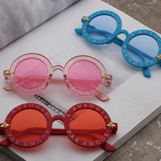 Qipin lentes Retro Anti-UV con letras inglesas redondas para niños/lentes de sol de viaje al aire libre (4)