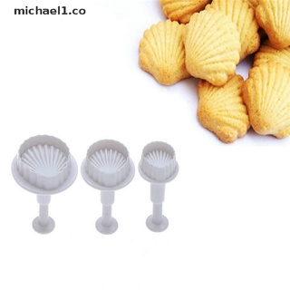 [michael1] cortador de émbolo en forma de concha, 3 unidades, fondant, herramientas de decoración de pasteles sugarcraft, molde para galletas [co]