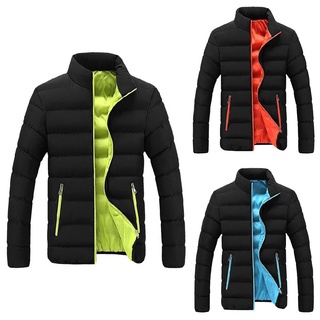 [venta] Chaqueta De invierno para hombre abrigo acolchado De algodón con cuello delgado masajeado chaqueta