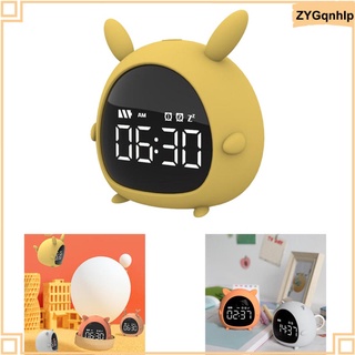 Digital Mesita De Noche LED Snooze Reloj Despertador Temporizador Lindo De Escritorio Amarillo (1)
