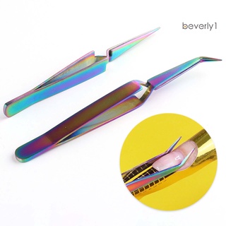 beverly1 - pinzas de extensión de pestañas, antiestático, ergonómico, de acero inoxidable, multicolor, color arco iris, pinzas de uñas para belleza (3)